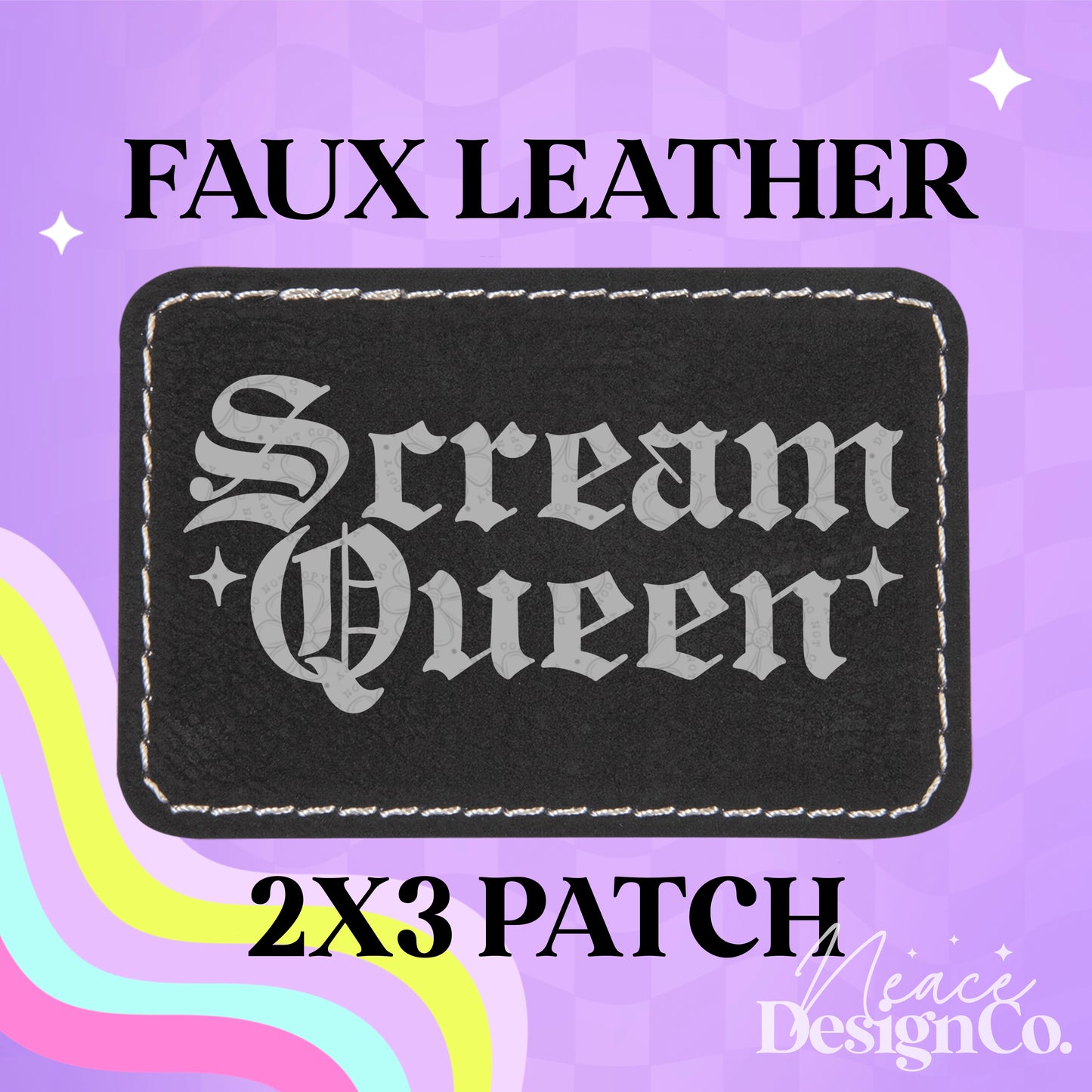 Scream Queen Leatherette Hat Patch With Adhesive Backing