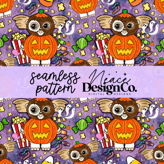 Gizmo Gremlins Halloween Seamless Digital PNG