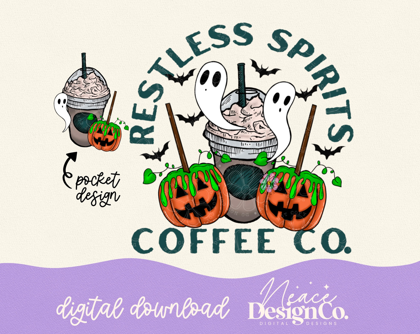 Halloween Restless Spirits Coffee Co. Digital PNG