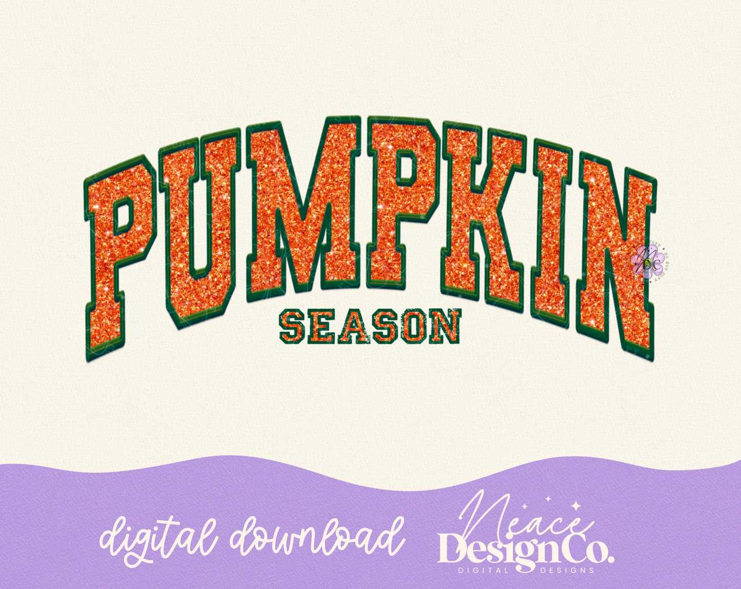 Pumpkin Season Faux Embroidery Digital PNG