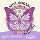 Anti-Social Butterfly Pastel Digital PNG