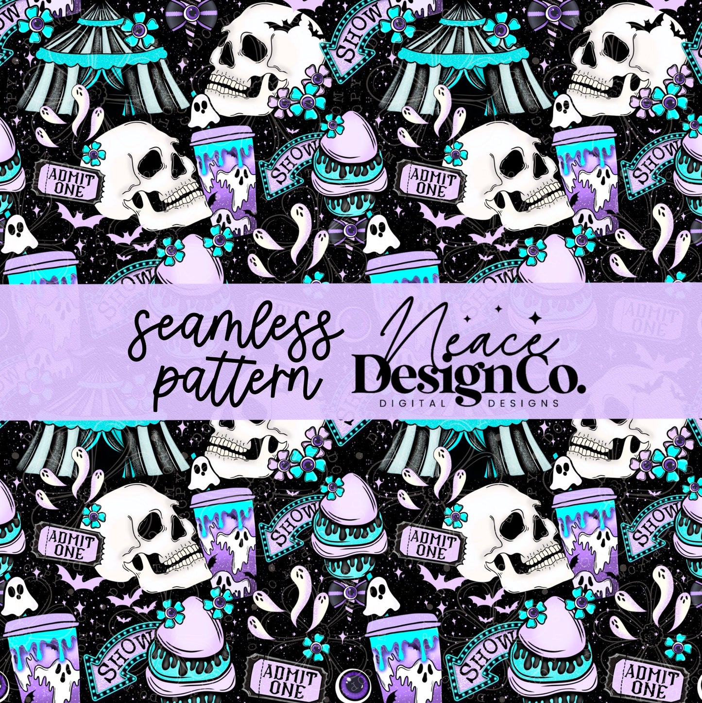 Spooky Carnival Seamless Patterns Digital PNG