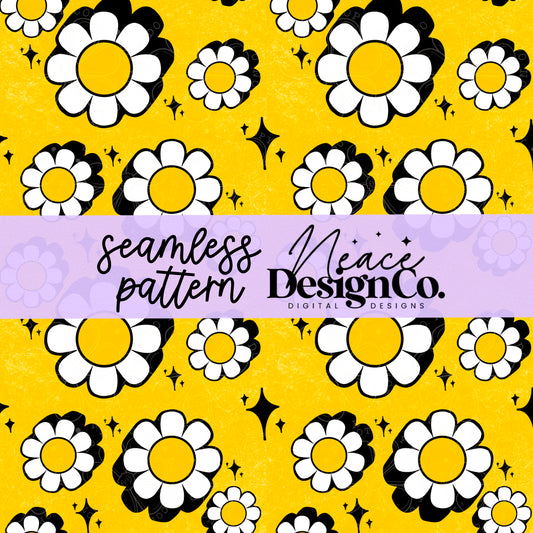 Retro Daisy Seamless Digital PNG