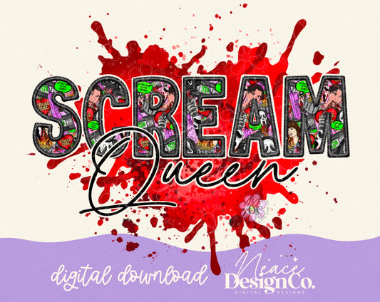 Scream Queen Faux Embroidery Digital PNG