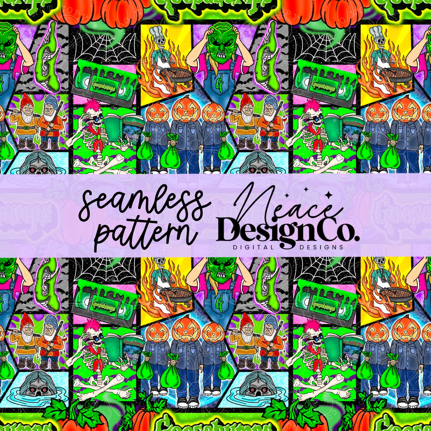 Goosebumps Patchwork Seamless Digital PNG