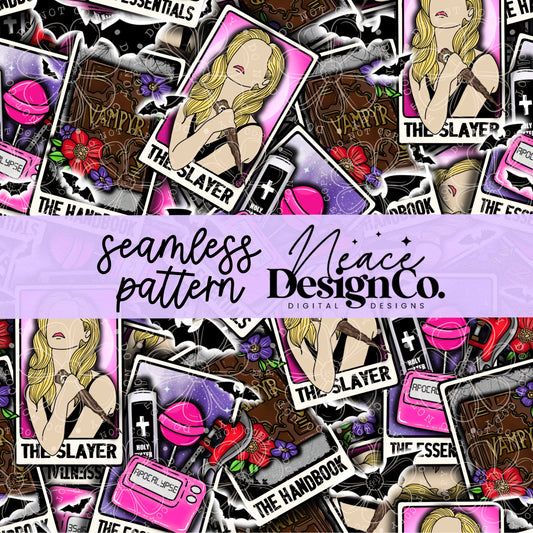 Buffy Vampire Slayer Tarot Seamless Digital PNG