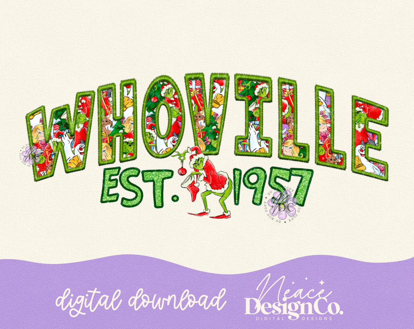 Whoville Faux Embroidery Digital PNG