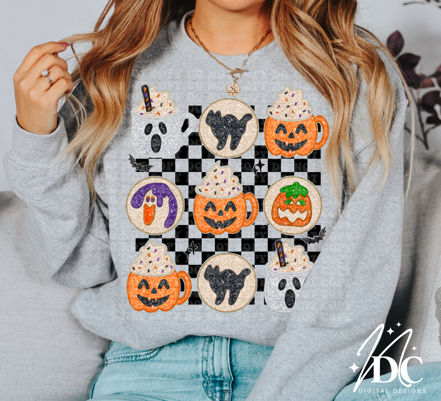 Halloween Cookies Faux Embroidery Digital PNG