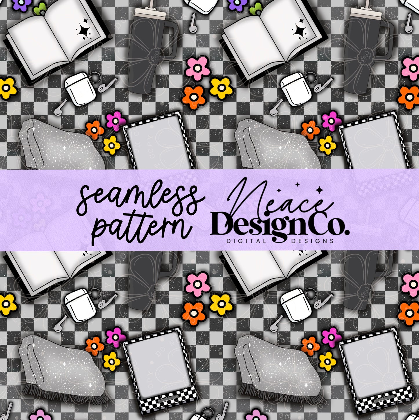 Bookish Checkered Seamless 2 Scales Digital PNG