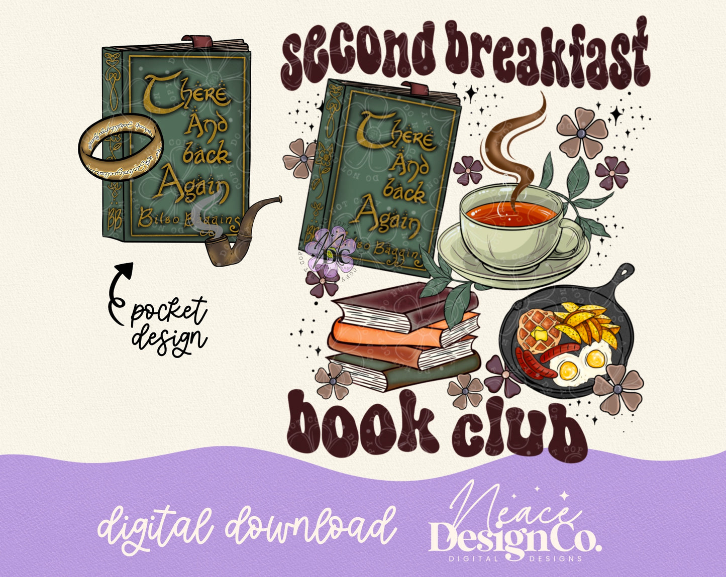 Second Breakfast Book Club w/Pocket Digital PNG