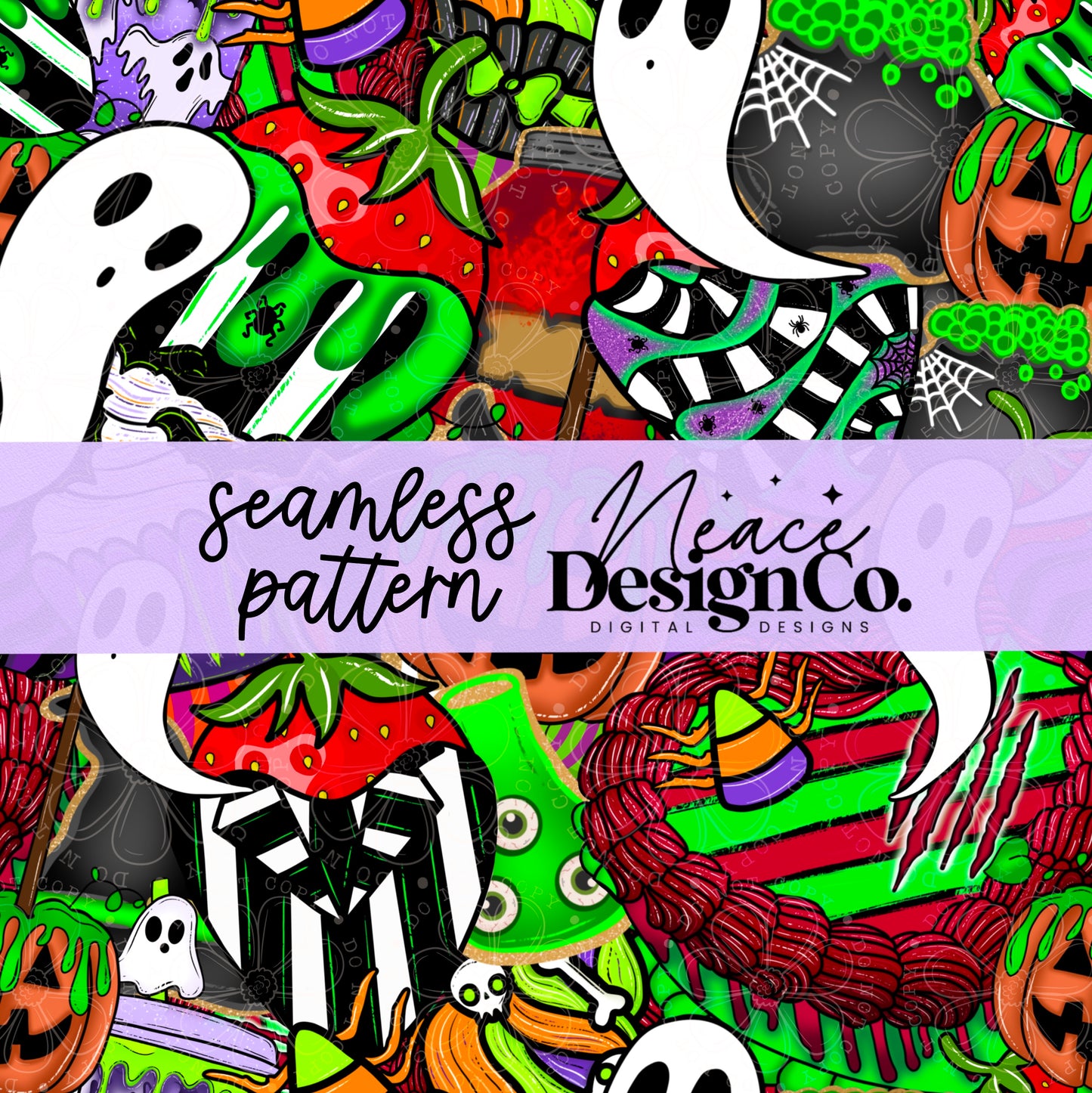 Halloween Sweets Mashup Seamless Digital PNG
