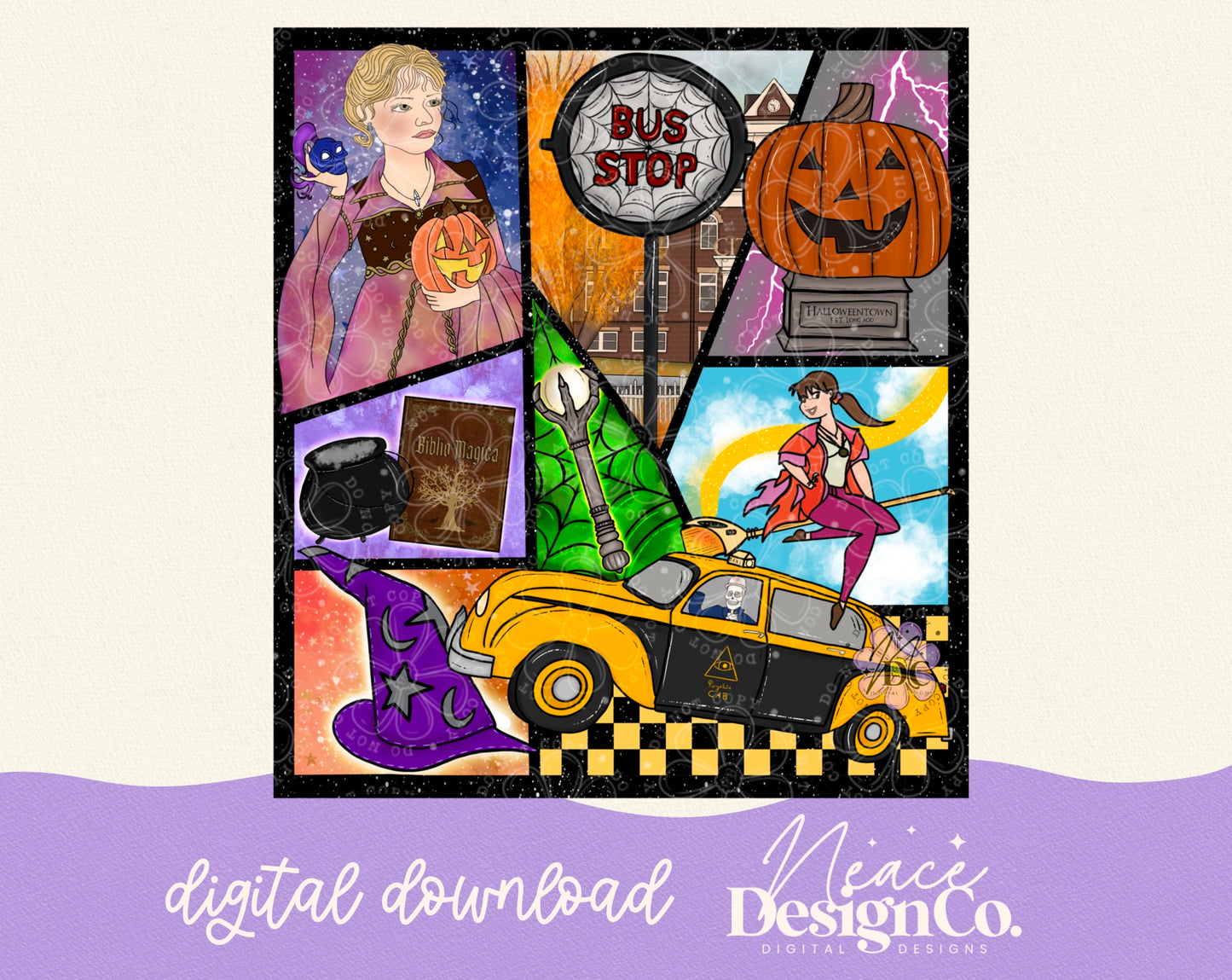 Halloweentown Patchwork Digital PNG