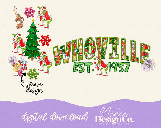 Whoville Faux Embroidery with Sleeve Digital PNG