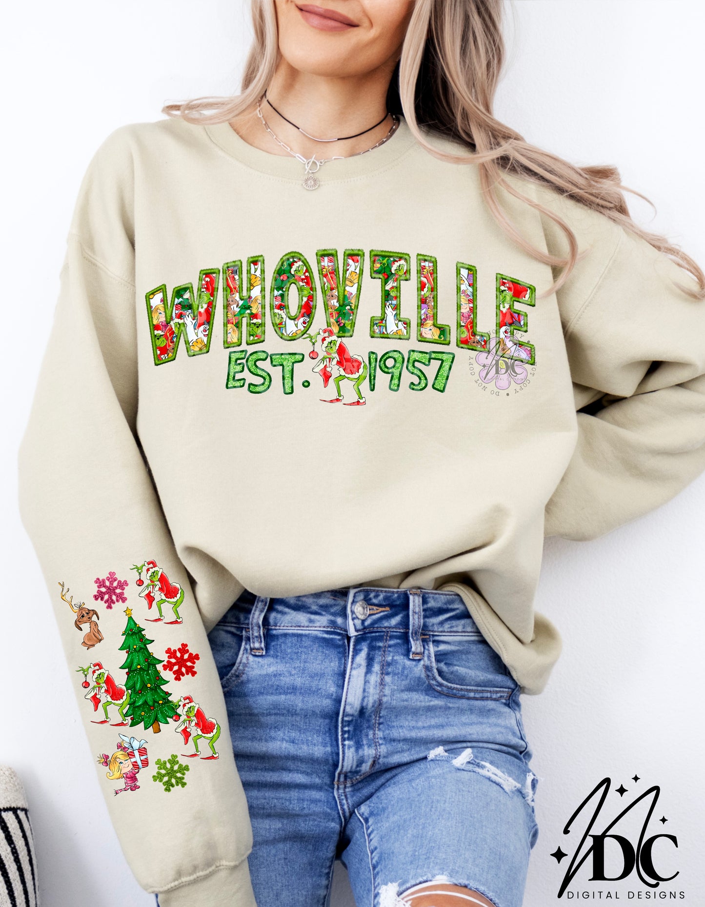 Whoville Faux Embroidery with Sleeve Digital PNG