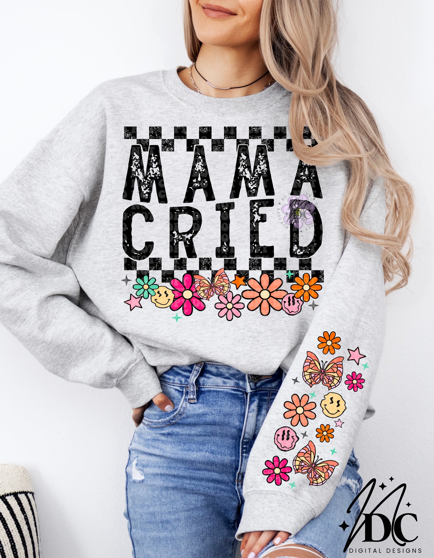 Mama Cried Floral Retro with Sleeve Digital PNG