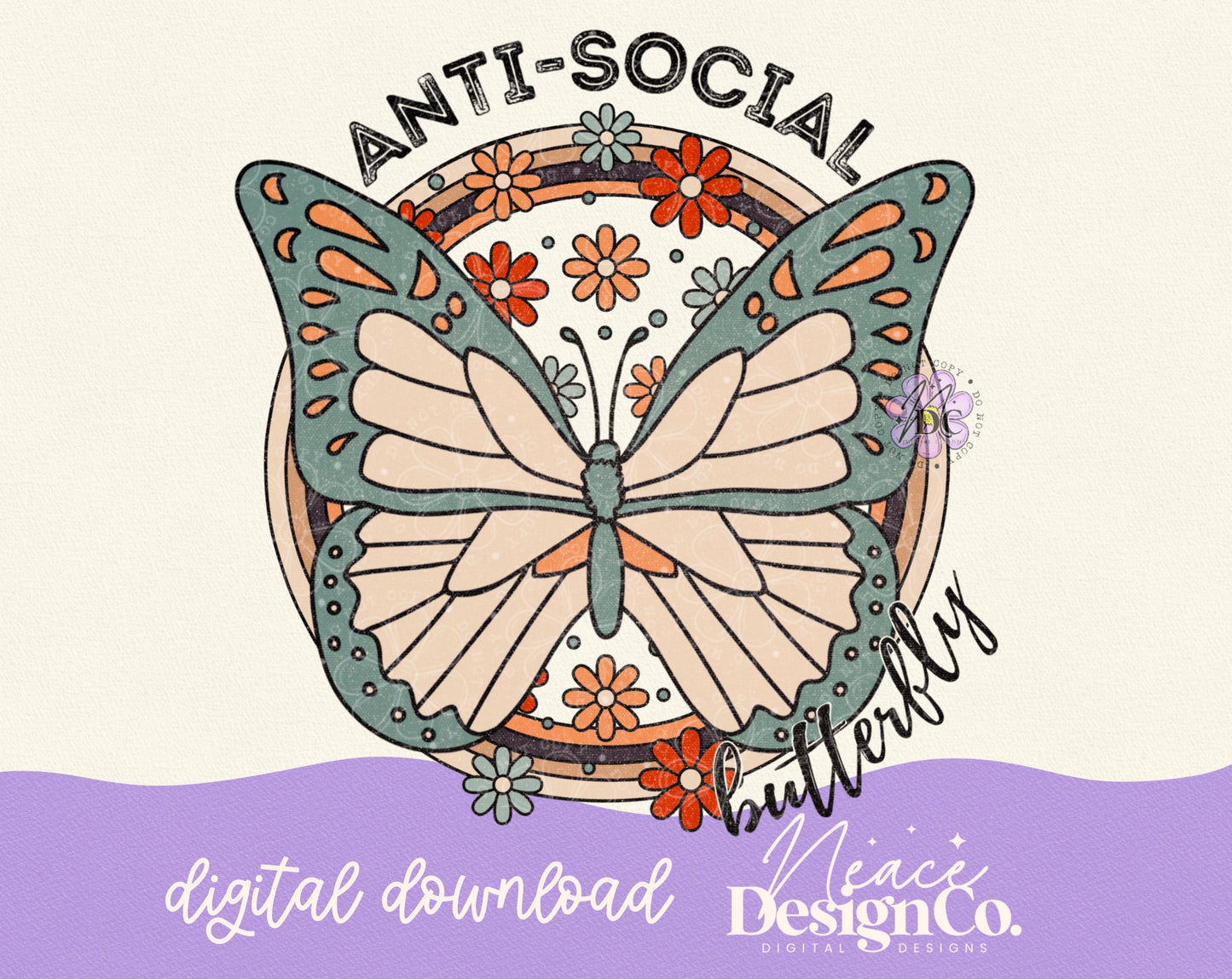 Anti-Social Butterfly Neutral Digital PNG