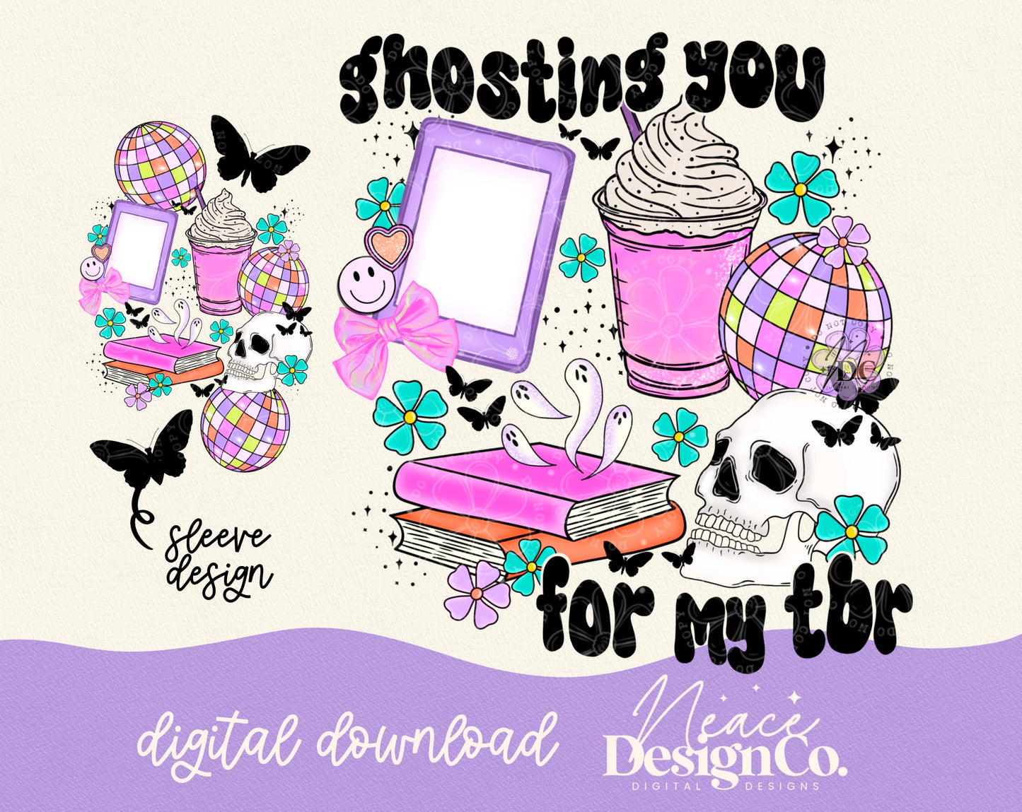 Ghosting You For My TBR Bright w/Sleeves Digital PNG