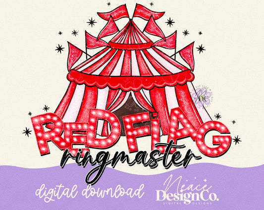 Red Flag Ringmaster Cursive Digital PNG