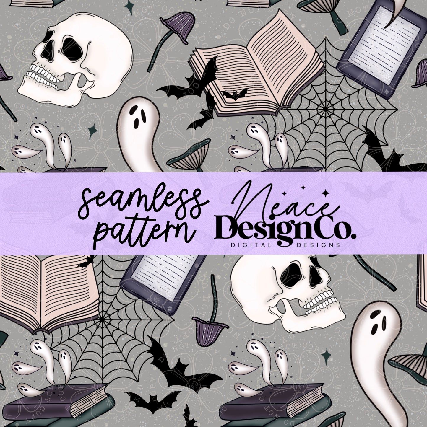 Spooky Book Club Seamless Digital PNG