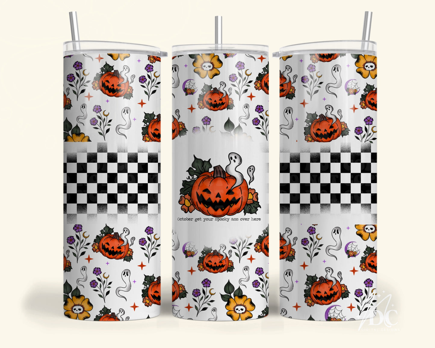 October Get Here Ghost Pumpkin Tumbler Digital PNG