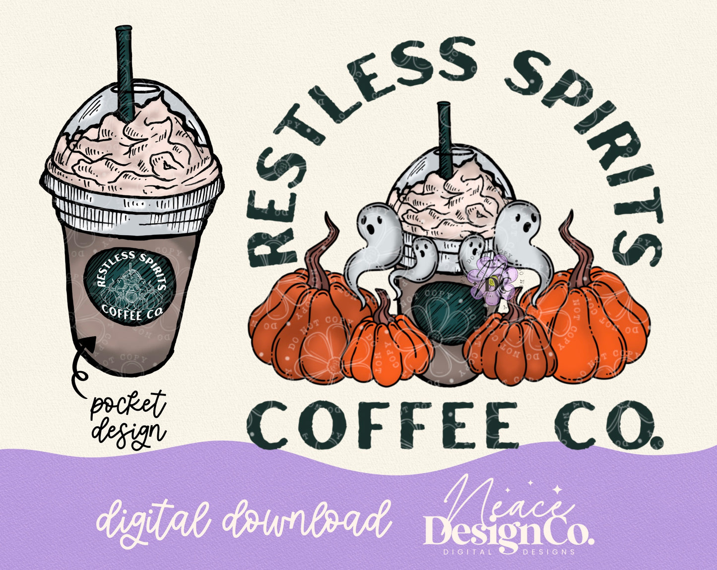 Restless Spirits Coffee with Pocket Digital PNG