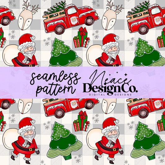 Santa Claus is Coming to Town Red Seamless PNG