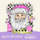 Tis the Season Pink Checkered Santa Digital PNG