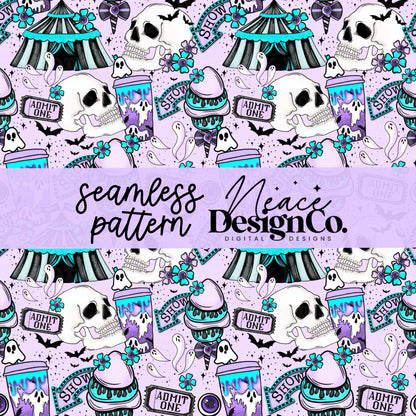 Spooky Carnival Seamless Patterns Digital PNG