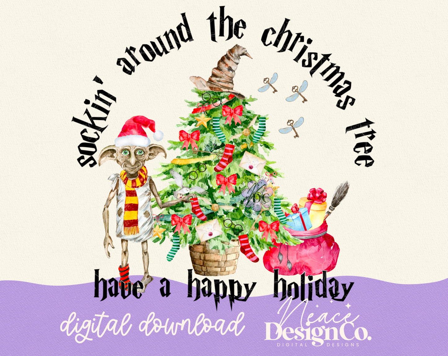 Sockin’ Around Christmas Tree Dobby Digital PNG