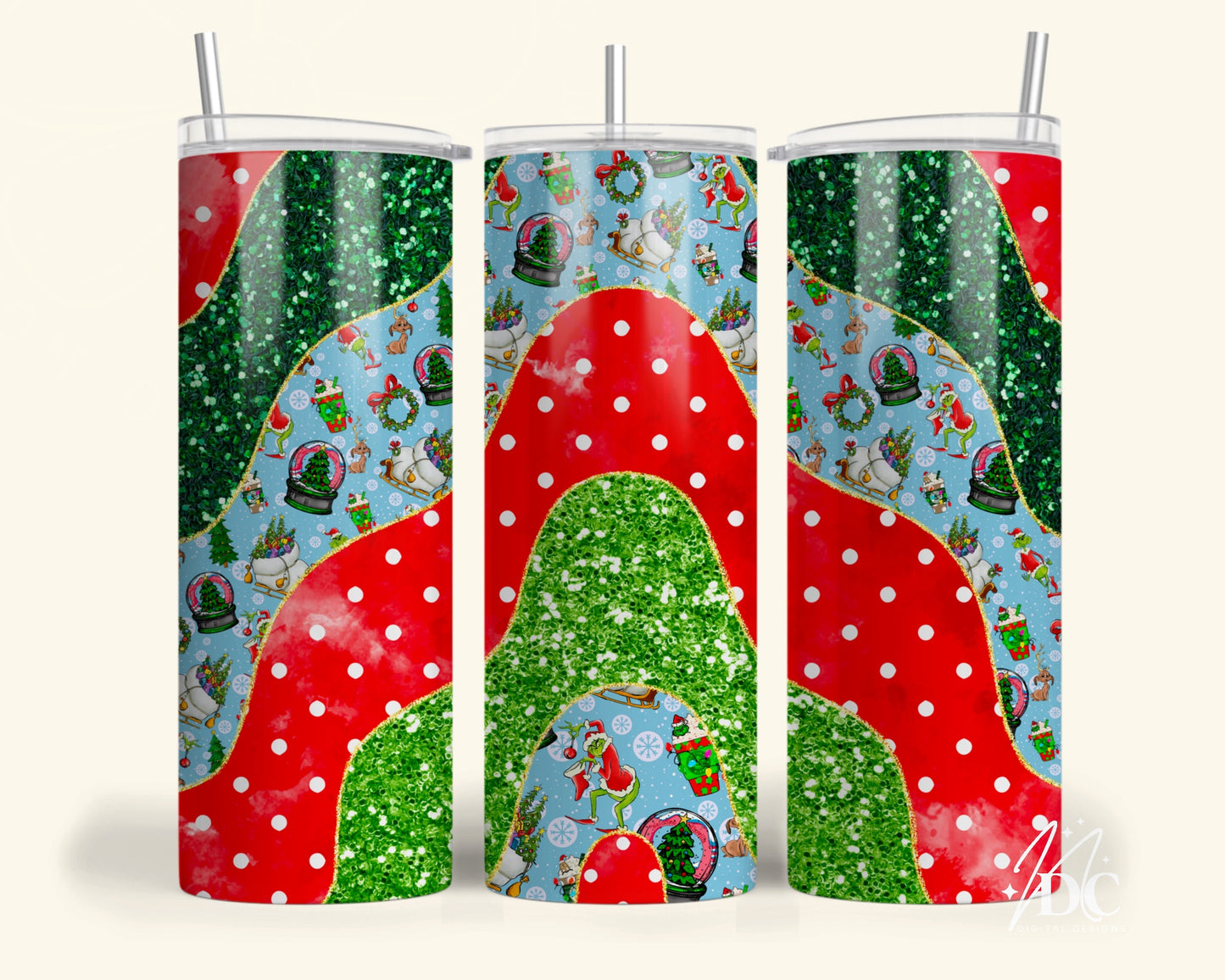 Grinch Glitter Tumbler Digital PNG