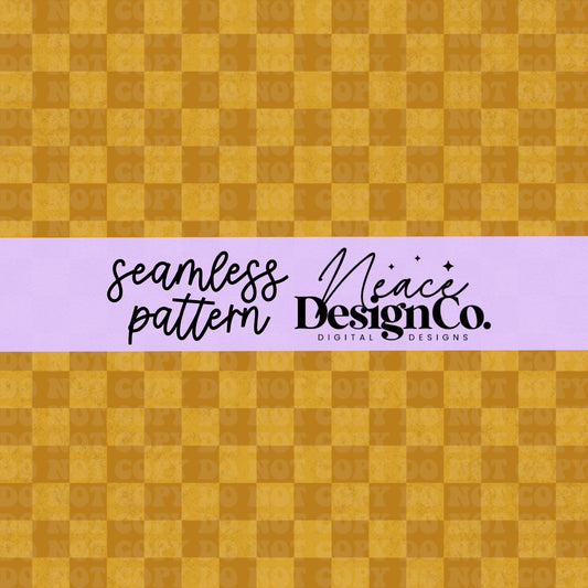 Gold Retro Checkered Seamless Digital PNG
