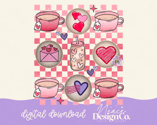 Checkered Valentine Cookies Digital PNG