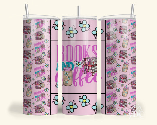 Books and Coffee Tumbler Digital PNG