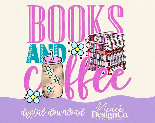 Books and Coffee Digital PNG