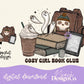 Cozy Girl Book Club with Pocket Digital PNG