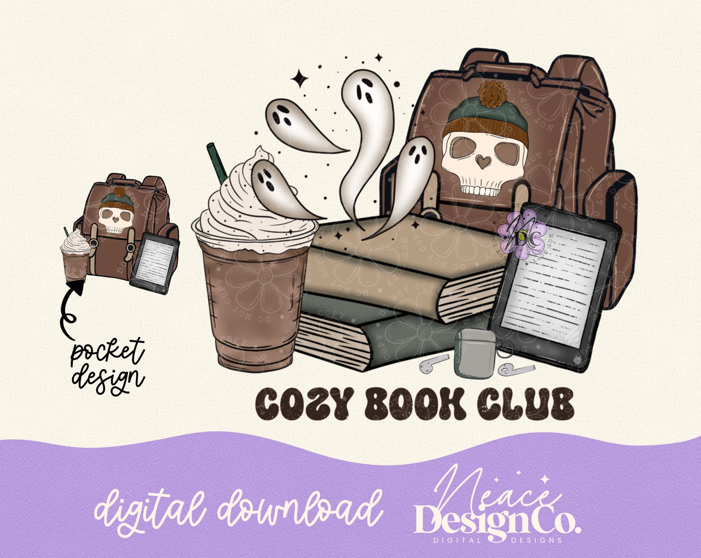 Cozy Book Club with Pocket Digital PNG
