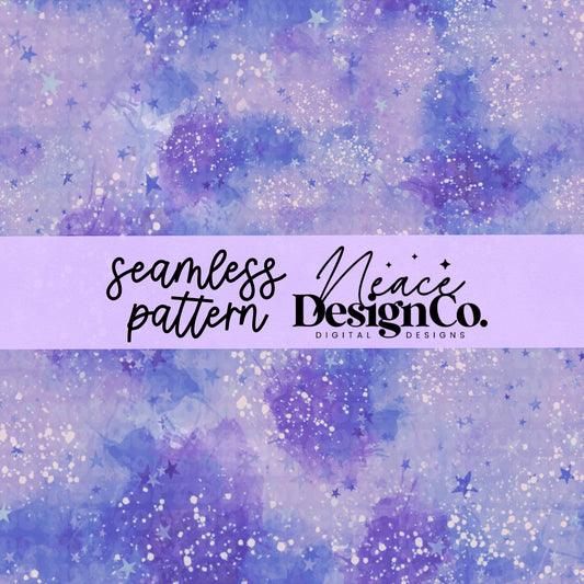 Purple Star Watercolor Seamless Digital PNG