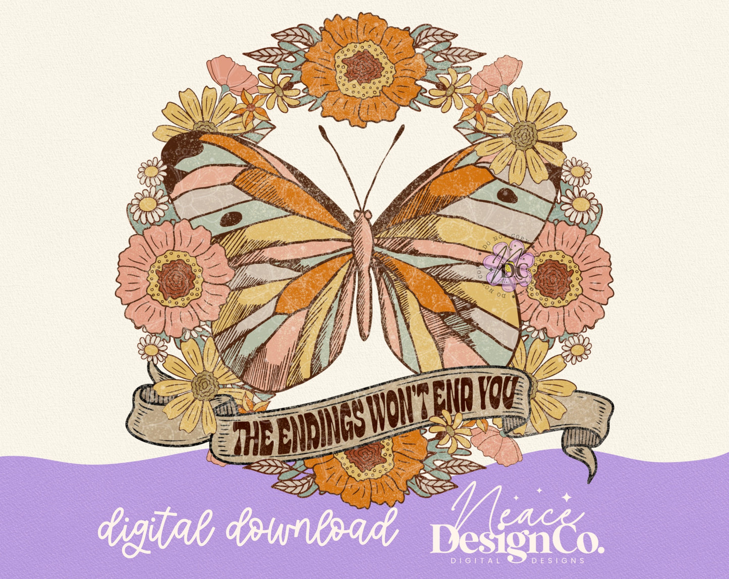 The Endings Won’t End You Butterfly Digital PNG