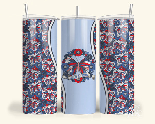 Wild & Free Butterfly Tumbler Digital PNG