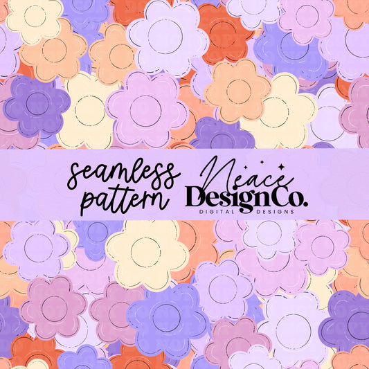 Spring Doodle Flower Seamless Digital PNG