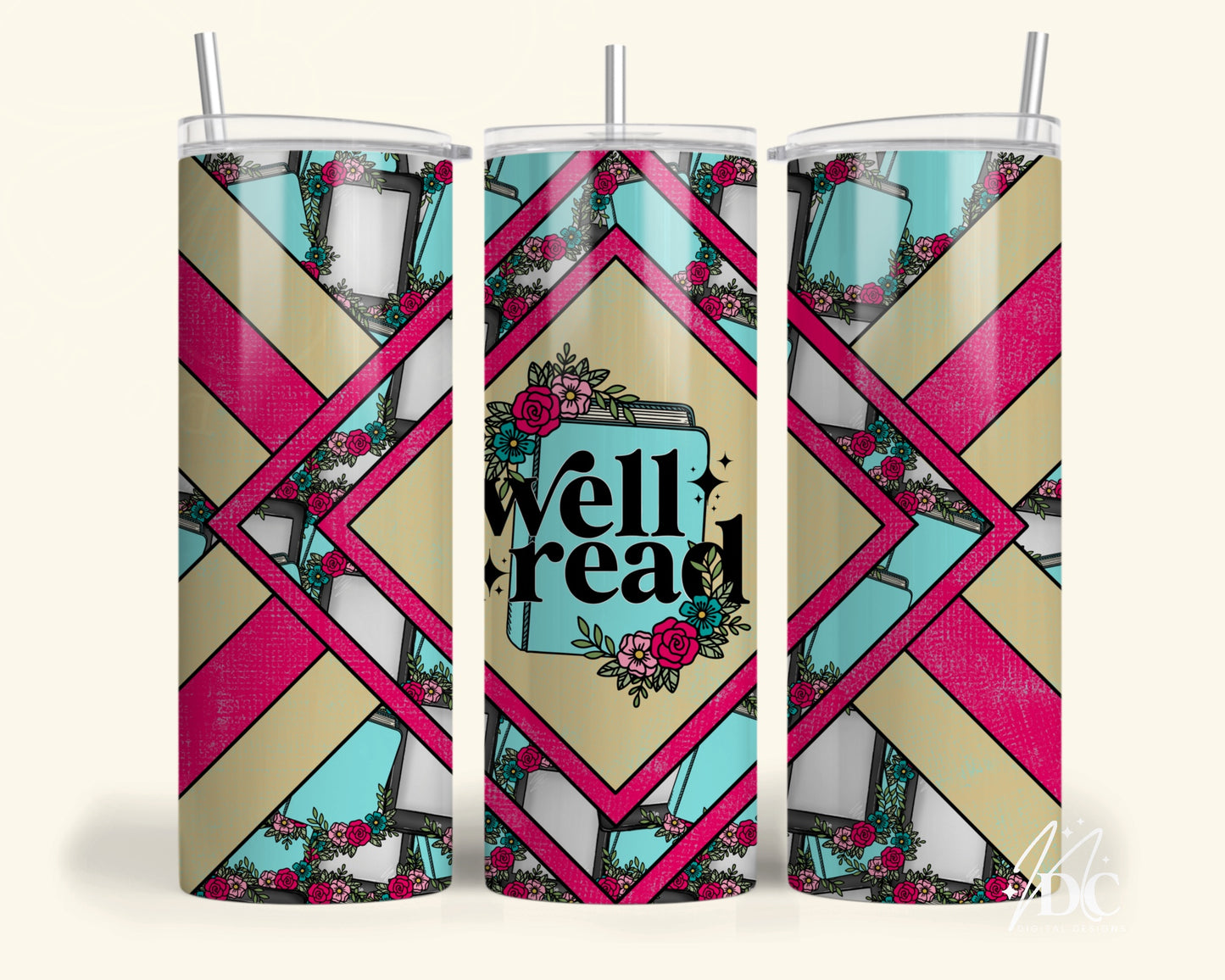 Well Read Book Tumbler Wrap Digital PNG