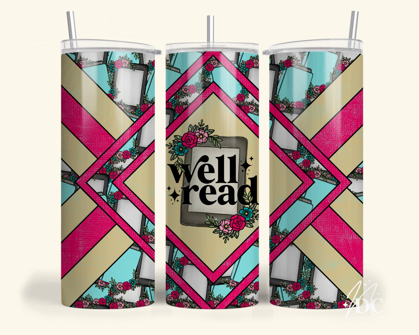 Well Read Kindle Tumbler Wrap Digital PNG