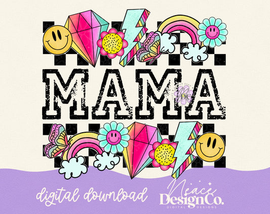 Mama Pink Checkered Digital PNG