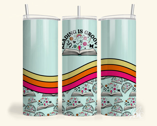 Reading is Groovy Tumbler Wrap Digital PNG