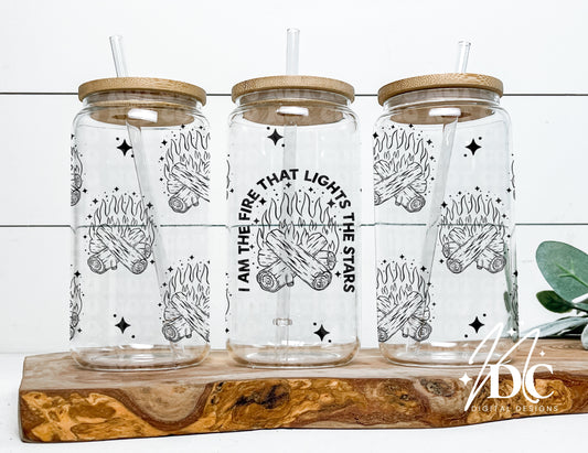 I Am The Fire That Lights The Stars 16oz Glass Can Wrap Digital PNG