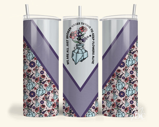 Broken Vases Floral Tumbler Digital PNG