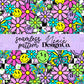 Retro Floral Checkered Seamless Digital PNG