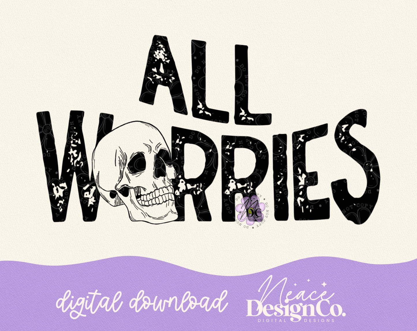 All Worries Skull Digital PNG