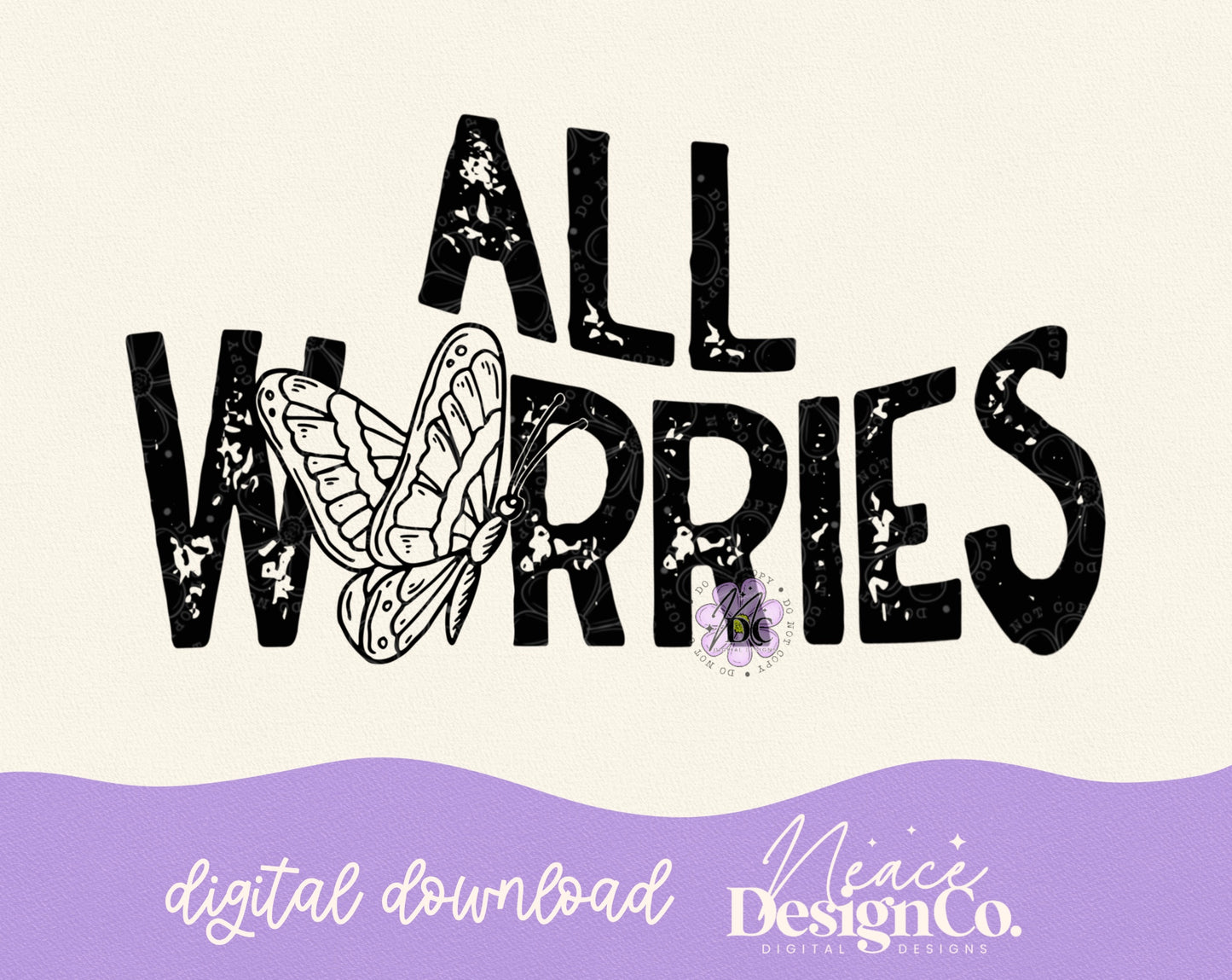 All Worries Butterfly Digital PNG