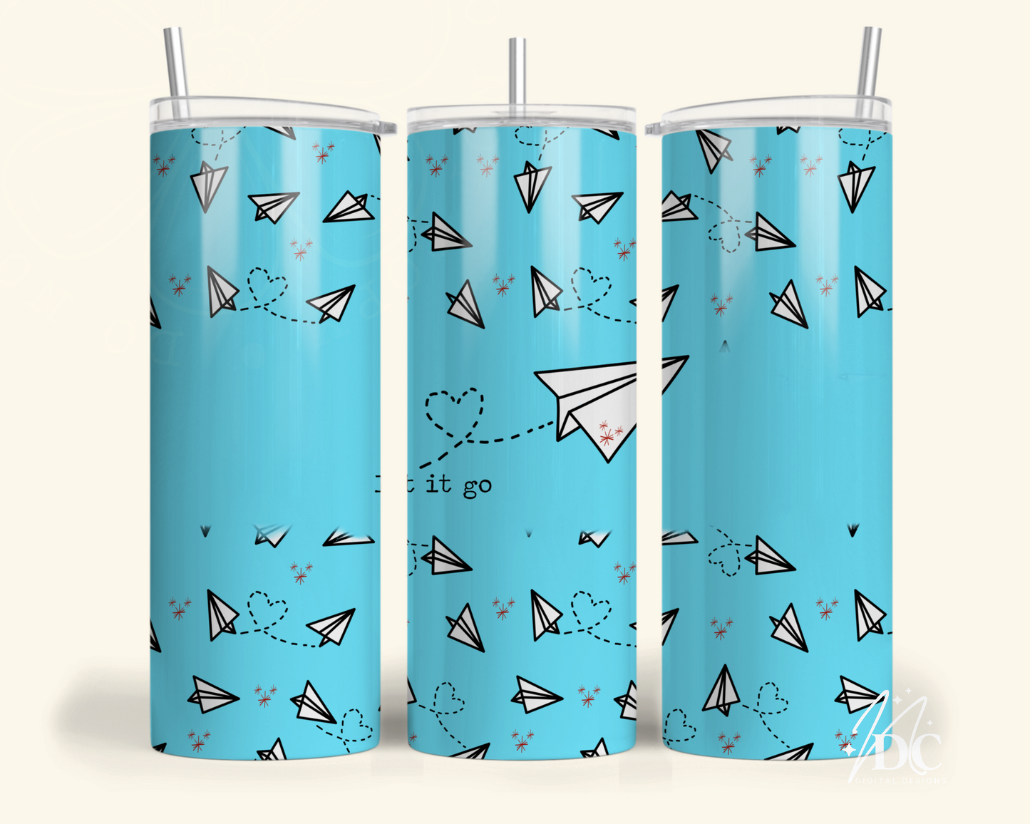 Let It Go Paper Airplane Tumbler Digital PNG